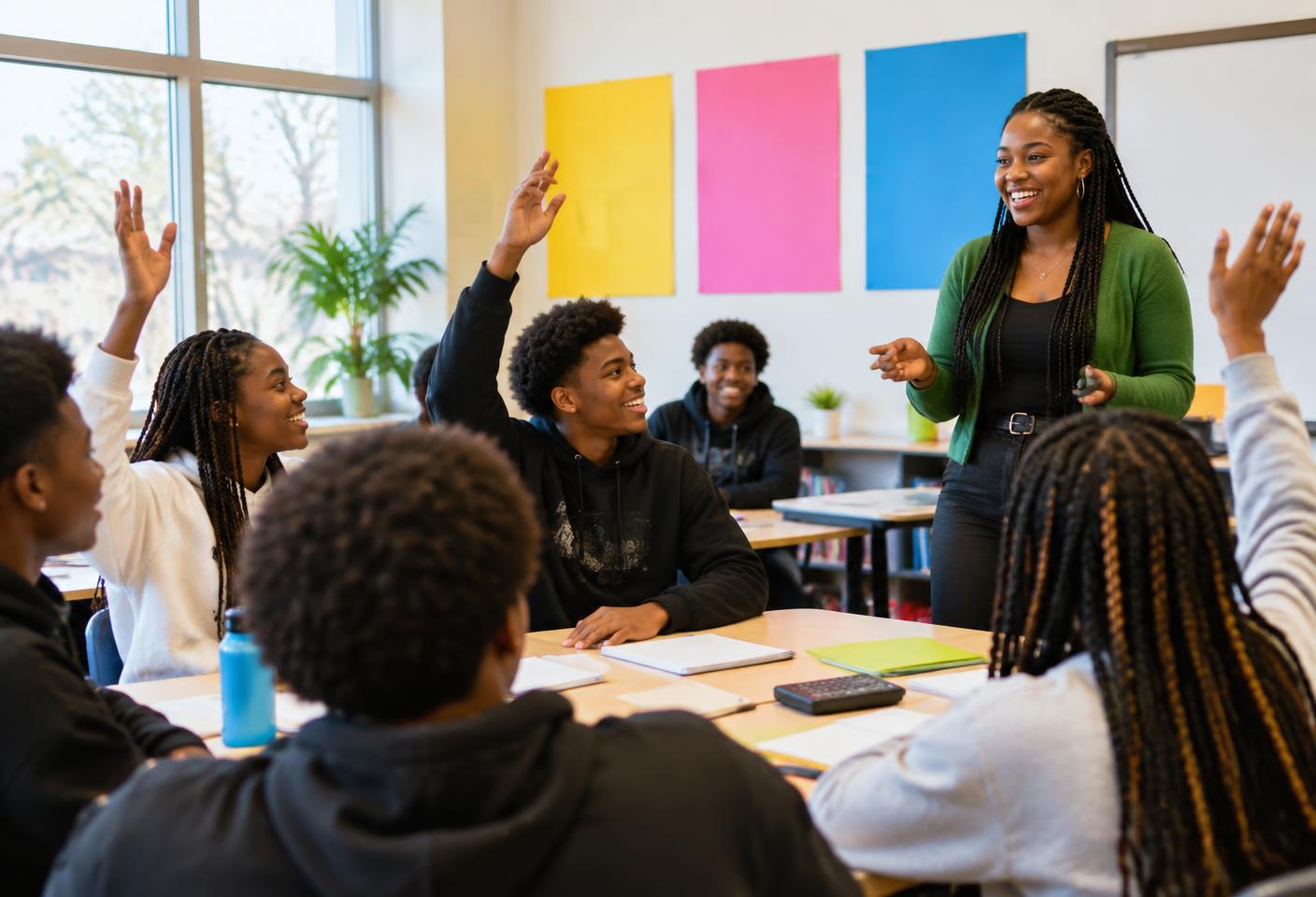 Young people taking part in an age-appropriate financial education workshop at school.